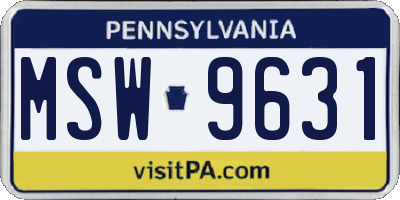 PA license plate MSW9631