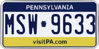 PA license plate MSW9633