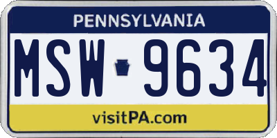 PA license plate MSW9634
