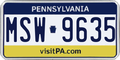 PA license plate MSW9635