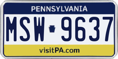 PA license plate MSW9637