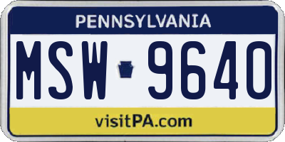 PA license plate MSW9640