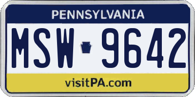 PA license plate MSW9642