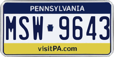 PA license plate MSW9643