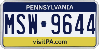PA license plate MSW9644