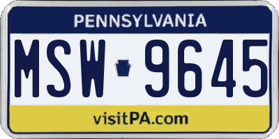 PA license plate MSW9645