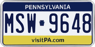 PA license plate MSW9648