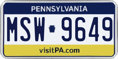 PA license plate MSW9649