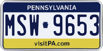 PA license plate MSW9653