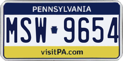 PA license plate MSW9654