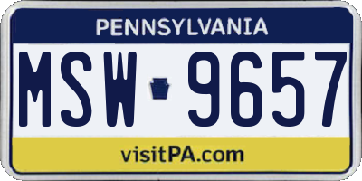 PA license plate MSW9657