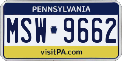 PA license plate MSW9662