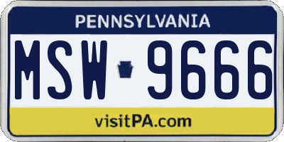 PA license plate MSW9666