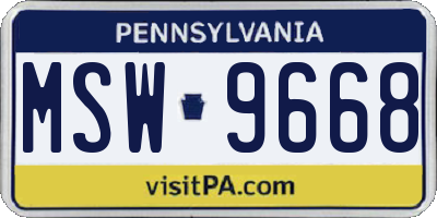 PA license plate MSW9668