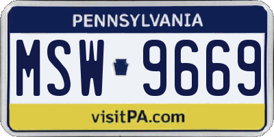 PA license plate MSW9669