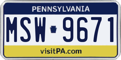 PA license plate MSW9671