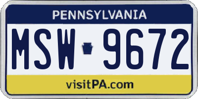 PA license plate MSW9672
