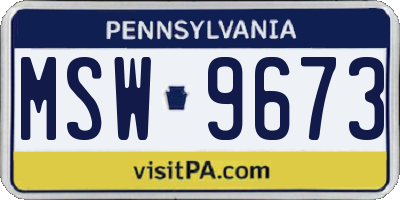 PA license plate MSW9673