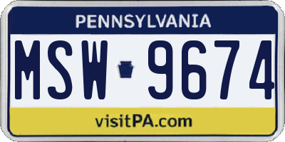 PA license plate MSW9674