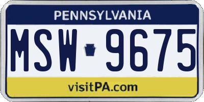 PA license plate MSW9675