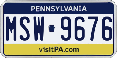 PA license plate MSW9676