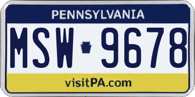 PA license plate MSW9678