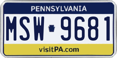 PA license plate MSW9681
