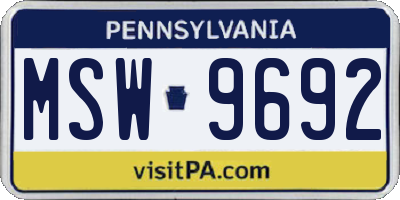 PA license plate MSW9692