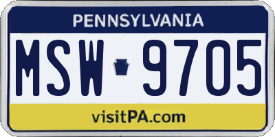 PA license plate MSW9705