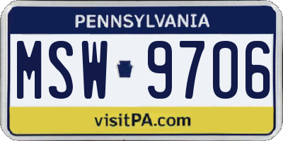PA license plate MSW9706