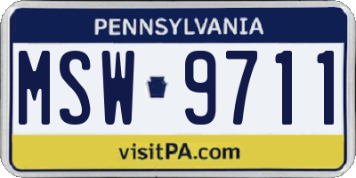 PA license plate MSW9711