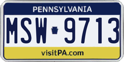 PA license plate MSW9713