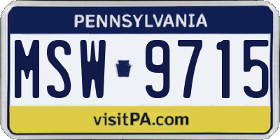 PA license plate MSW9715