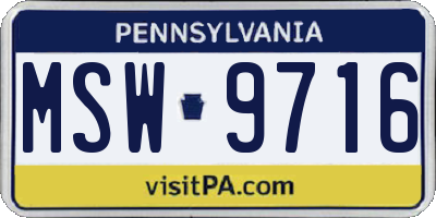 PA license plate MSW9716