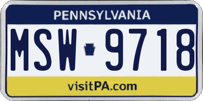 PA license plate MSW9718