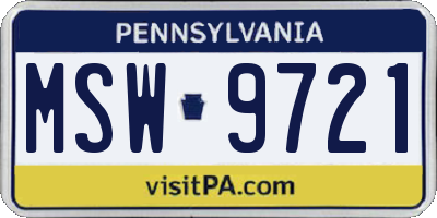 PA license plate MSW9721
