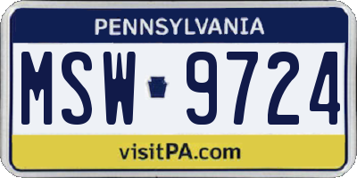 PA license plate MSW9724