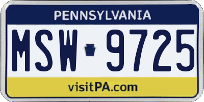 PA license plate MSW9725