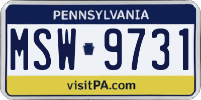 PA license plate MSW9731
