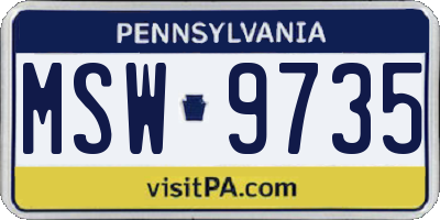 PA license plate MSW9735