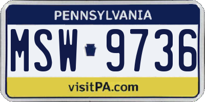 PA license plate MSW9736