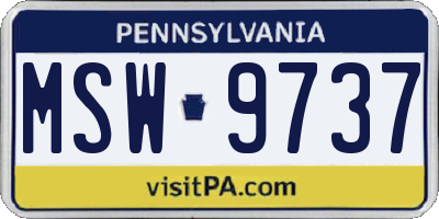 PA license plate MSW9737
