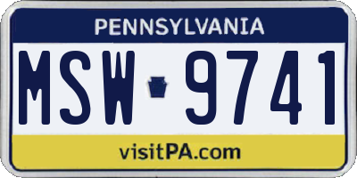 PA license plate MSW9741