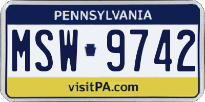 PA license plate MSW9742