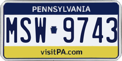 PA license plate MSW9743