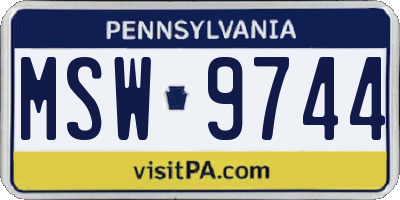 PA license plate MSW9744