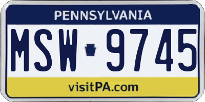PA license plate MSW9745