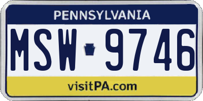 PA license plate MSW9746
