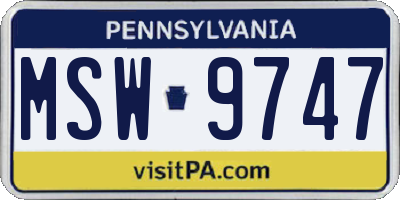 PA license plate MSW9747