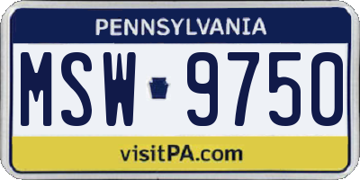 PA license plate MSW9750